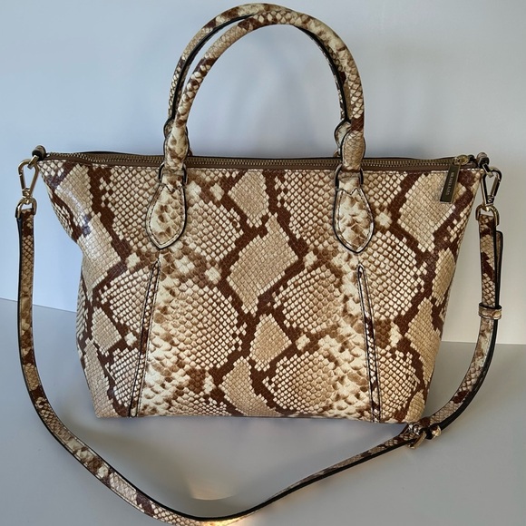 Michael Kors Lenox Leather Snakeskin Embossed Satchel Crossbody - Picture 3 of 12
